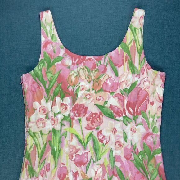 Tommy Hilfiger Mini Shift Dress Women 8 Pink Green Floral Sleeveless Beachy Boho - Picture 7 of 14